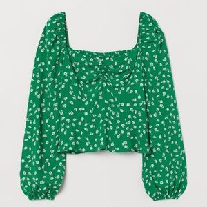 H&M Green Floral Blouse